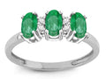 Star K 3 Three Oval Genuine Emerald Stones Promise Ring Wedding Band