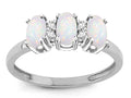 Star K 3 Three Oval Genuine Opal Stones Promise Ring Wedding Band