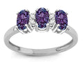 Star K 3 Three Oval Simulated Alexandrite Stones Promise Ring Wedding Band