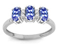 Star K™ 3 Three Oval Genuine Tanzanite Stones Promise Ring Wedding Band
