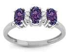 Star K 3 Three Oval Simulated Alexandrite Stones Promise Ring Wedding Band