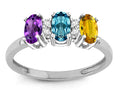 Star K  Custom Personalized 3 Oval Birthstones 5 x 3 mm Mothers Ring Promise Wedding Band