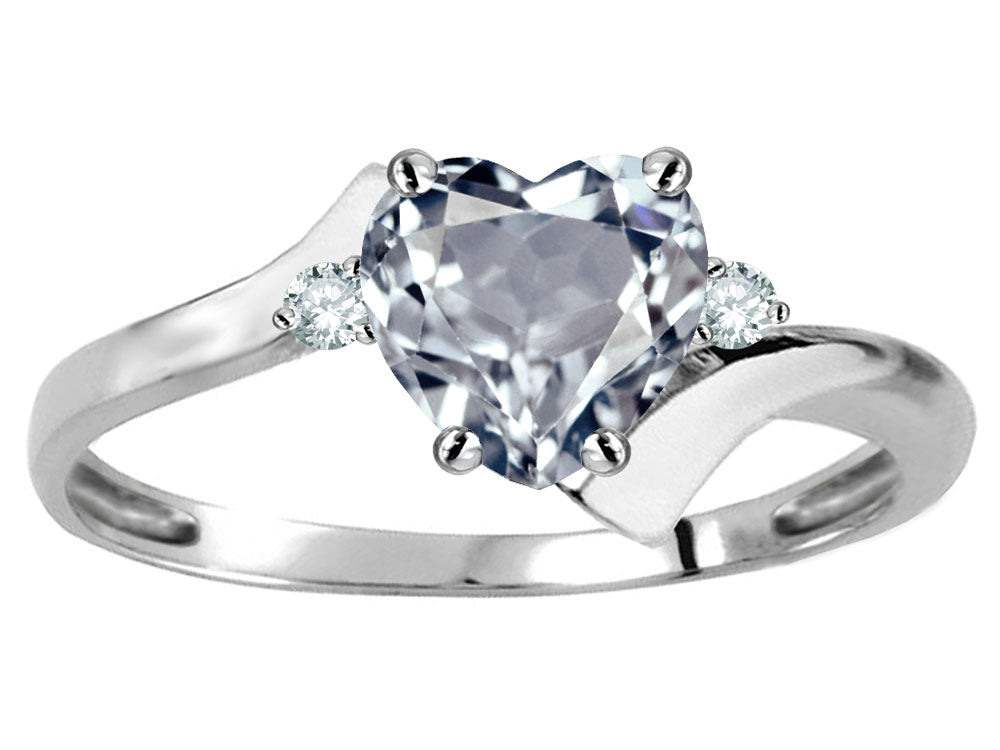 Original Star K Heart Shape 6mm Genuine Aquamarine bypass Ring