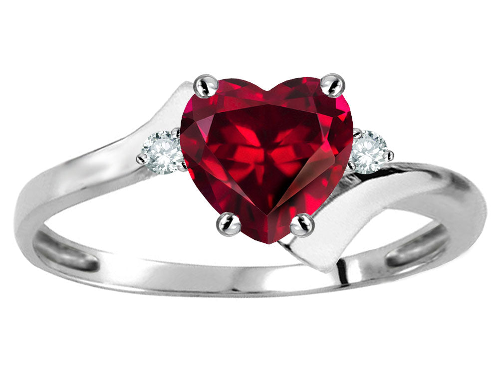 Original Star K Heart Shape 6mm Created Ruby bypass Ring