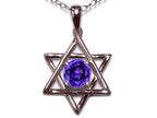 Star K Jewish Star of David Pendant Necklace with Round Genuine Amethyst