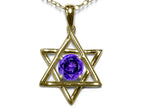Star K Jewish Star of David Pendant Necklace with Round Genuine Amethyst