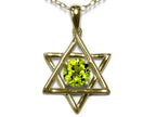 Star K Jewish Star of David Pendant Necklace with Round Genuine Peridot