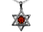 Star K Jewish Star of David Pendant Necklace with Round Genuine Garnet