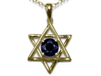 Star K Jewish Star of David Pendant Necklace with Round Genuine Black Sapphire