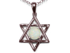 Star K Jewish Star of David Pendant Necklace with Round Genuine Opal