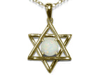 Star K Jewish Star of David Pendant Necklace with Round Genuine Opal