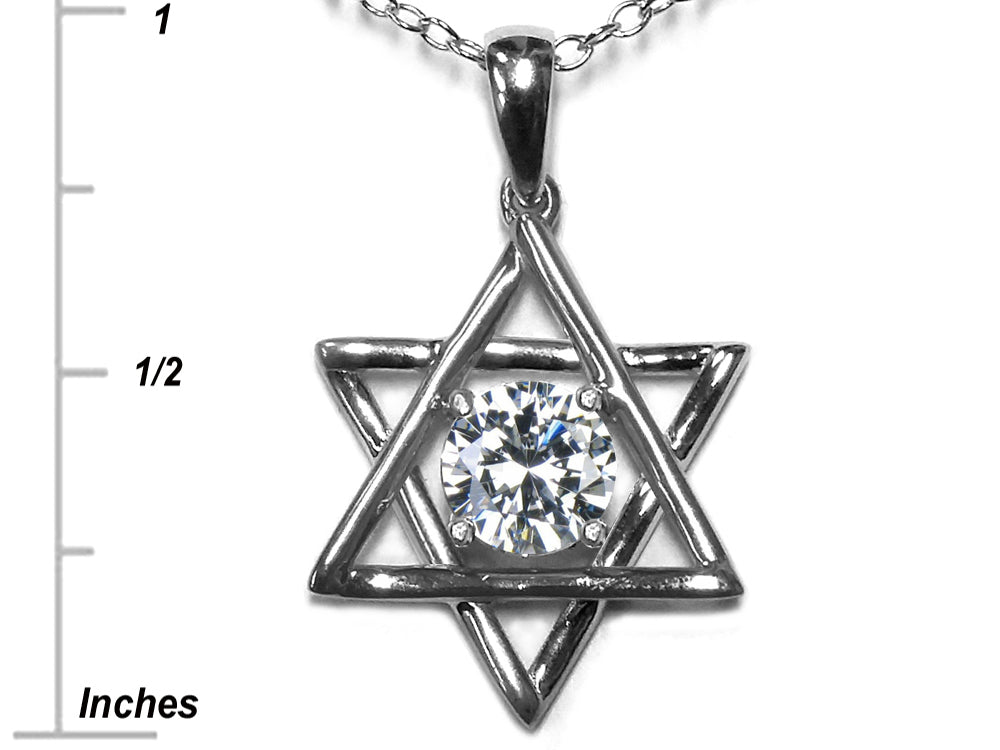 Star K Jewish Star of David Pendant Necklace with Round Created Sapphire