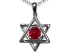 Star K Jewish Star of David Pendant Necklace with Round Created Ruby