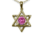 Star K Jewish Star of David Pendant Necklace with Round Created Pink Sapphire
