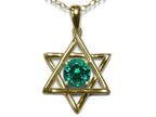 Star K Jewish Star of David Pendant Necklace with Round Simulated Emerald