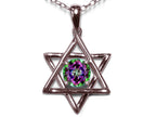 Star K Jewish Star of David Pendant Necklace with Round Rainbow Mystic Topaz
