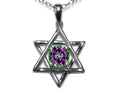 Star K Jewish Star of David Pendant Necklace with Round Rainbow Mystic Topaz