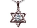 Star K Jewish Star of David Pendant Necklace with Round Genuine White Topaz