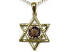 Star K Jewish Star of David Pendant Necklace with Round Genuine Smoky Quartz