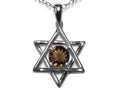 Star K Jewish Star of David Pendant Necklace with Round Genuine Smoky Quartz