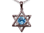 Star K Jewish Star of David Pendant Necklace with Round Genuine Blue Topaz