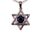 Star K Jewish Star of David Pendant Necklace with Round Genuine Black Sapphire