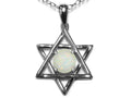 Star K Jewish Star of David Pendant Necklace with Round Genuine Opal