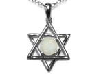 Star K Jewish Star of David Pendant Necklace with Round Genuine Opal
