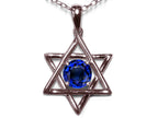 Star K Jewish Star of David Pendant Necklace with Round Created Sapphire