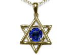 Star K Jewish Star of David Pendant Necklace with Round Created Sapphire