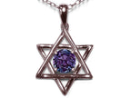 Star K Jewish Star of David Pendant Necklace with Round Simulated Alexandrite