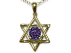 Star K Jewish Star of David Pendant Necklace with Round Simulated Alexandrite
