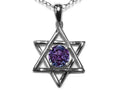 Star K Jewish Star of David Pendant Necklace with Round Simulated Alexandrite