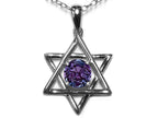 Star K Jewish Star of David Pendant Necklace with Round Simulated Alexandrite