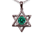 Star K Jewish Star of David Pendant Necklace with Round Simulated Emerald