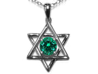 Star K Jewish Star of David Pendant Necklace with Round Simulated Emerald