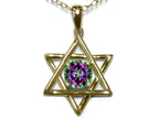 Star K Jewish Star of David Pendant Necklace with Round Rainbow Mystic Topaz