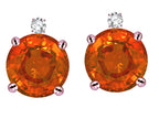 Star K Round 7mm Simulated Orange Mexican Fire Opal Stud Earrings with Accent Stone on Top
