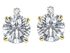 Star K Round 7mm Genuine White Topaz Stud Earrings with Accent Stone on Top