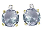 Star K Round 7mm Genuine Aquamarine Stud Earrings with Accent Stone on Top