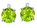 Star K Round 7mm Genuine Peridot Stud Earrings with Accent Stone on Top