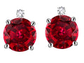Star K Round 7mm Created Ruby Stud Earrings with Accent Stone on Top