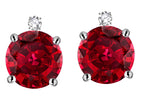Star K Round 7mm Created Ruby Stud Earrings with Accent Stone on Top