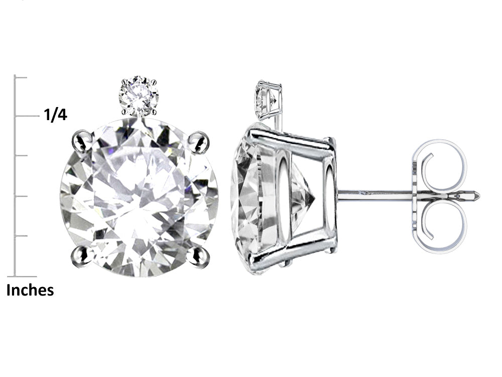 Star K Round 7mm Created Star Sapphire Stud Earrings with Accent Stone on Top
