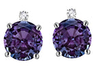 Star K Round 7mm Simulated Alexandrite Stud Earrings with Accent Stone on Top