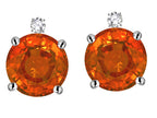 Star K Round 7mm Simulated Orange Mexican Fire Opal Stud Earrings with Accent Stone on Top
