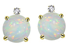 Star K Round 7mm Genuine Opal Screw Back Stud Earrings with Accent Stone on Top