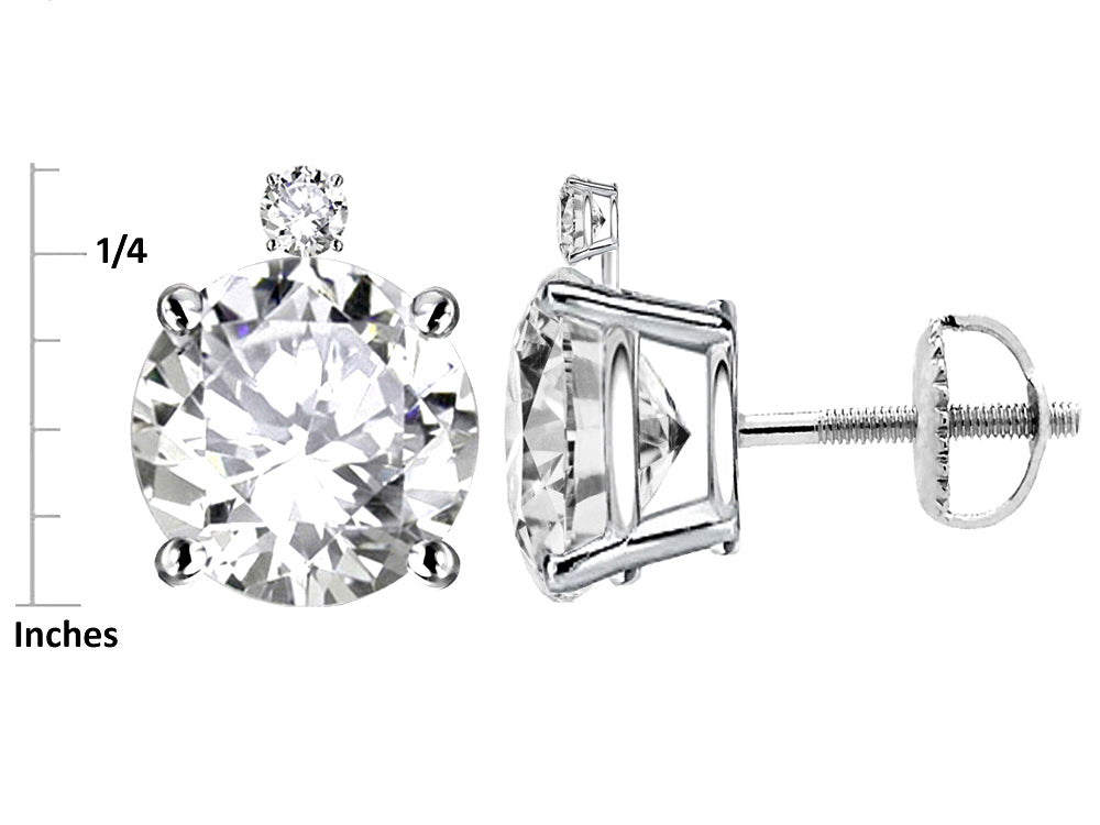 Star K Round 7mm Genuine Blue Topaz Screw Back Stud Earrings with Accent Stone on Top