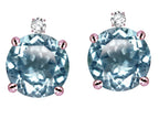 Star K Round 7mm Genuine Sky Blue Topaz Screw Back Stud Earrings with Accent Stone on Top