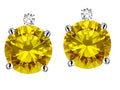 Star K Round 7mm Genuine Citrine Screw Back Stud Earrings with Accent Stone on Top